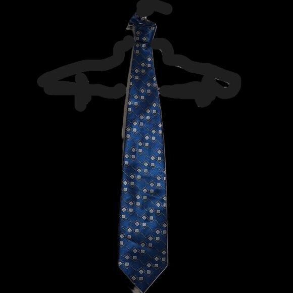 Blue Geometric Patterned Tie - Picture 3 of 5